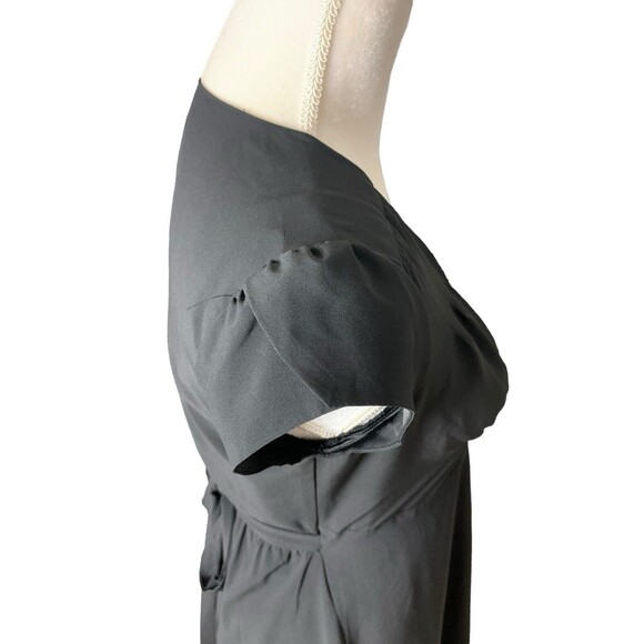 Banana Republic Wrap Style Dress Women's Sz 2 Black Polyester Cap Flutter Sleeve - Picture 7 of 13